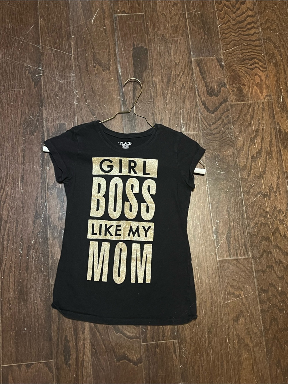 The Children's Place Black Tee with Gold 'Girl Boss Like My Mom' Graphic